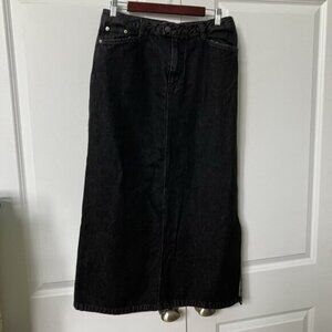 Y2K Jacob Annexe Black Denim Maxi Skirt Womens 12 Jean Modest 90s 2000s